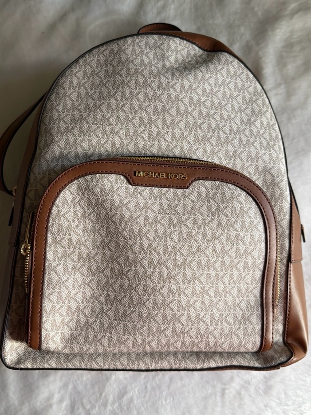 Michael Kors Large Beige & Brown Women’s Logo Backpack